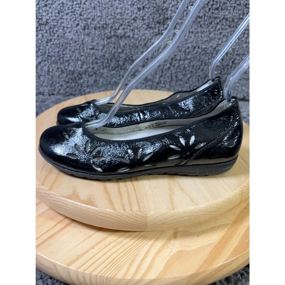 Waldlaufer Shoes Hesima Maya Flats Womens Sz 6 Wide Black Leather Slip On Loafer